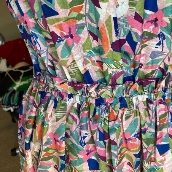 NSR Colorful Floral Women's midi Dress with flutter sleeves, size medium - Picture 2 of 10